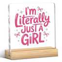 Pink Bow Room Decor Preppy Stuff Coquette Room Decor Acrylic Sign Plaque for Desk Tabletop Home Bedroom