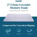 LUCID Lavender Infused 2 Inch Memory Foam Mattress Topper with 5 Zones Twin Size Plush Feel CertiPUR Certified Dorm Room Essentials