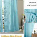Gwine Short Kitchen Sheer Curtains 36 Inch Length - Light Filtering Voile Small Half Window Curtain for Basement, Rod Pocket Cafe Curtains for Bathroom Cabinet, 42Wx36L Inch, 2 Panels, Aqua