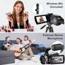 4K Wedding Camcorder, 64MP UHD Vlogging Camera with Wireless Lavalier Microphone, 120° Wide Angle 18X Digital Zoom, Remote, 64GB Card & 2 Batteries, for Family Wedding Memories