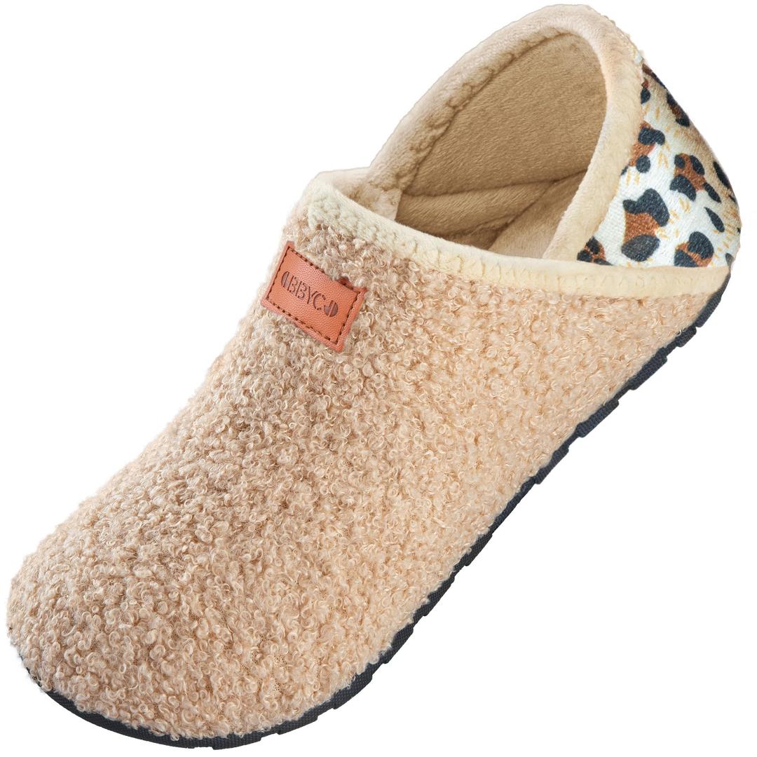 OBBYCO Women's Men's Fuzzy Fur Slippers Casual House Shoes Non Slip Barefoot Slipper Socks Warm Closed Back Indoor Outdoor Shoes,44/45