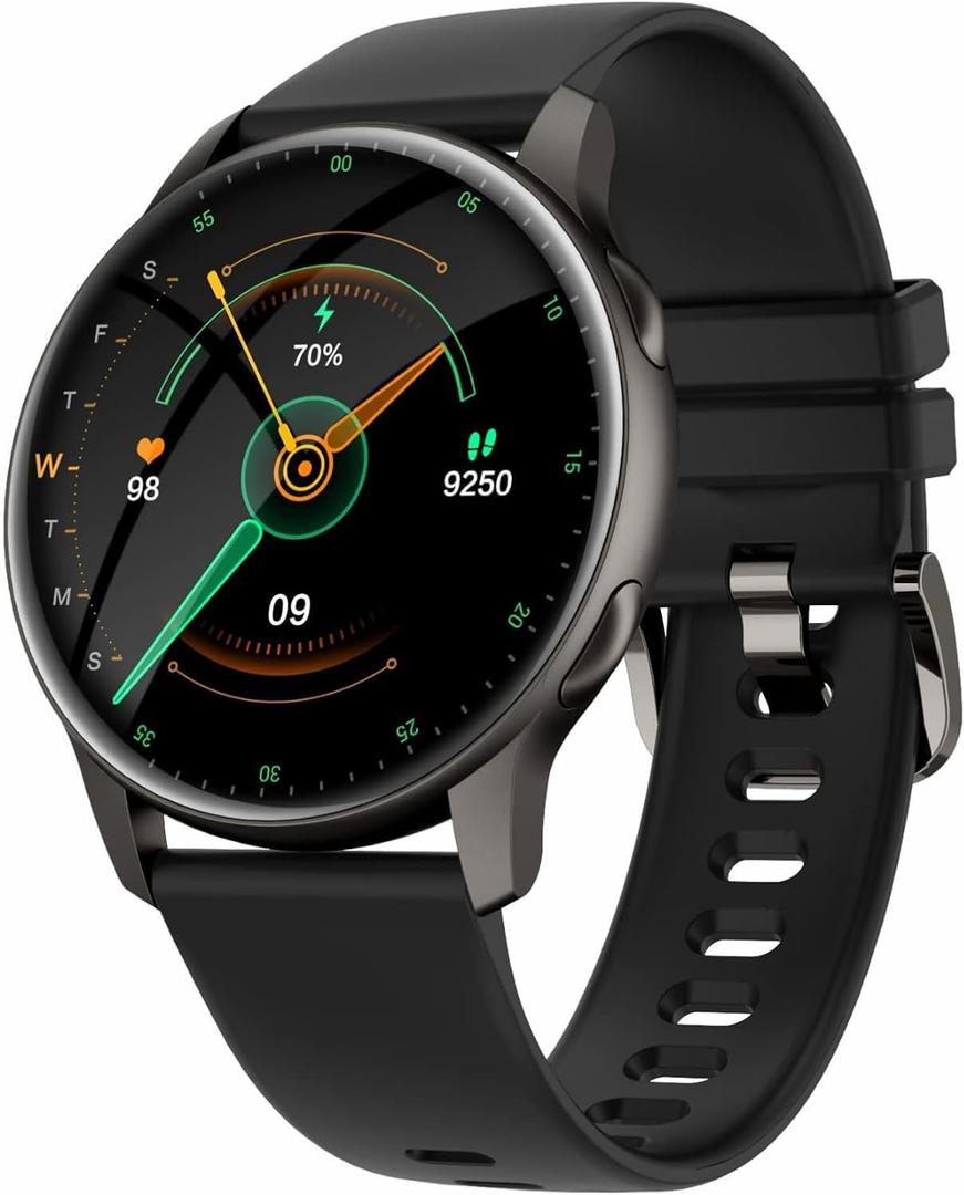 Holiday Smart Watches for Women, 1.32" AMOLED Touch Screen Ladies Fitness Watch with Heart Rate Monitor Sleep Step Counter Tracker Pedometer, IP68 Waterproof Smartwatch for Android iOS PhoneBlack