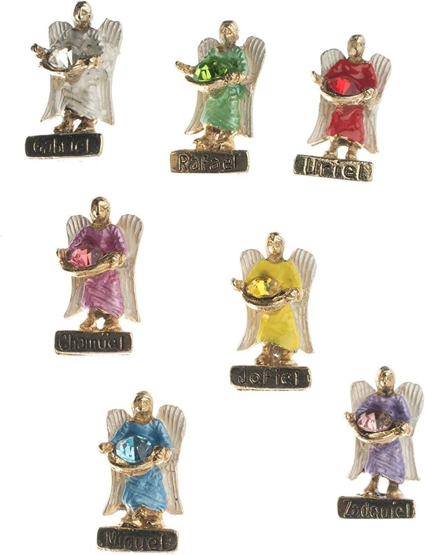 1 inch (2.5cm) Seven Archangels with Cristal Mini Statue Set Angel Figures Weekly Protection