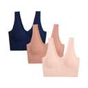 Nautica Women's 3-Pack Wireless Bra Laser Lounge No-Show Everyday Comfort Bralettes (US, Alpha, X-Large, Regular, Regular, Sepia Rose/Cafe Latte/Nocturnal Navy)
