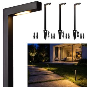 Gardenreet Solid Brass Low Voltage L-Shaped Path Light, Black, Wired,1Pack