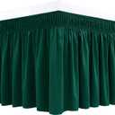 Biscaynebay Wrap Around Bed Skirts for Queen Beds 15" Drop, Christmas Hunter Green Adjustable Elastic Dust Ruffles Easy Fit Wrinkle & Fade Resistant Silky Luxurious Fabric Machine Washable