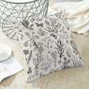 AEIOAE Spring Pillow Covers 22x22 Inch Set of 2,Black Gray Wild Flower Plant Throw Pillows Case,Seasonal Floral Outdoor Decorative Square Linen Farmhouse Decor Cushion Covers for Home Sofa Bed Couch