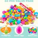 JOYIN 60Pcs Easter Eggs with Toys Stickers Inside, Prefilled Easter Eggs Hunt with Assorted Toys for Kids Boys Girls, Basket Stuffers Filler, Party Favors, Classroom Exchange