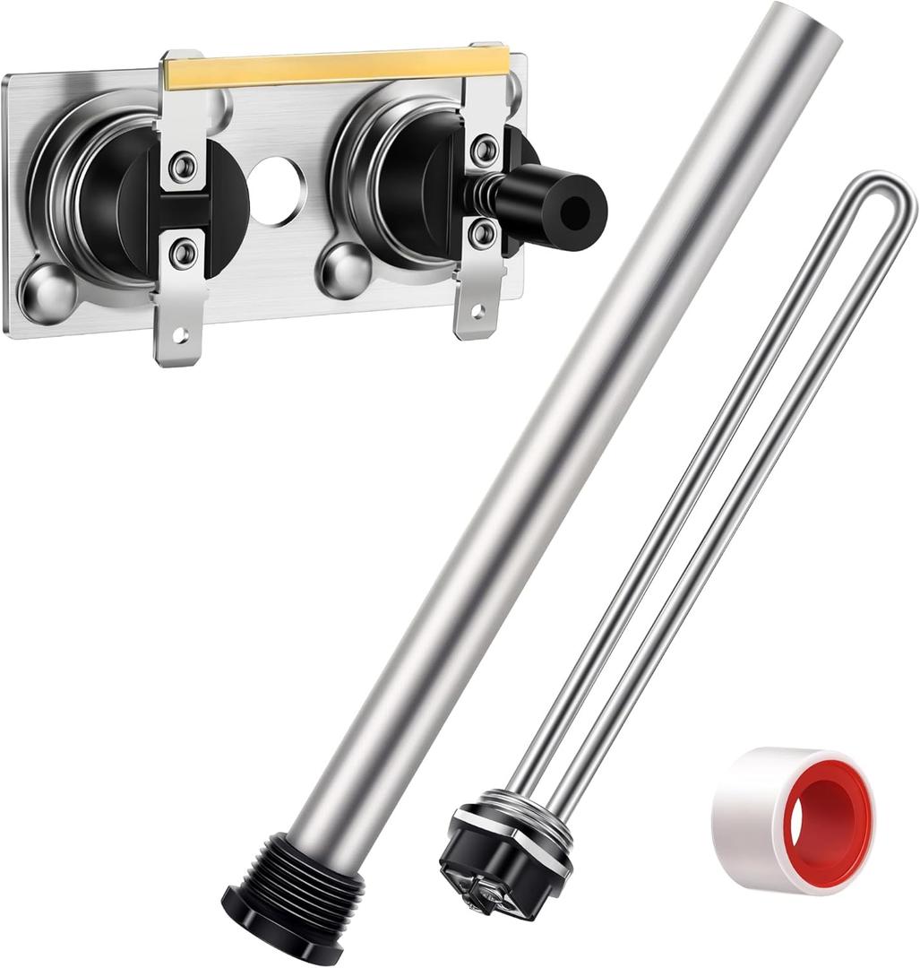 Saillong 4 Pieces RV Water Heater Parts Included Magnesium Anode Rod & Electric Heat Element & Thermostat Switch Compatible with Suburban RV Parts, Camper Hot Water Heater Replacement Kit