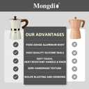Mongdio Stovetop Espresso Maker Moka Pot, Cuban Coffee Maker Stove top Coffee Maker Moka Italian Espresso Greca Coffee Maker Brewer Percolator, 9 Espresso Cups, 15 oz - White