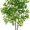 Warmplants Artificial Ficus Tree, 5ft Tall Fake Ficus Tree with Basket, Faux Plant for Indoor Outdoor Home Livingroom Office Garden Porch Dcor