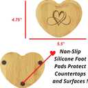 Heart Shaped Spoon Rest Large Engraved Bamboo Wood for Kitchen Utensils Wooden Vintage Country Tray Protects Countertop Fits Spoonful of Love Spoon