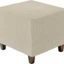 Uxcell Ottomen Cover Square, Jacquard Ottomen Slipcover with Elastic Bottom, Stretchable Footrest Stool Covers for Living Room Furniture Protector (Yellow, Middle Size)