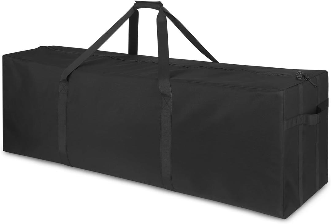 TOPDesign 1-Pack 58 Inch Extra Extra Large Zippered Duffel Bag for Travel Camping Sports Equipment Storage, Waterproof Foldable Luggage Bag with Padded Handles (Black)