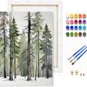 Nature Forest Paint by Numbers Kit for Adults - DIY Pine Tree Landscape Painting on Canvas, Acrylic Paint Set, Suitable for Beginners, Art for Home Decoration or Gifts(16X20IN Framed)