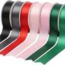 7 Colors Rainbow Ribbon Solid Color Assortment, 22m Each Double Face Satin Ribbon for Gift Wrapping, Colored Ribbons Bulk for Wedding/Hair Bows/DIY Crafts/Holiday/Wreath/Balloon/Bouquet (#7C)