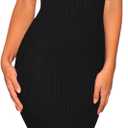 Women's Sexy Casual Bodycon Ribbed Tank Dress Scoop Neck Sleeveless Club Dresses (Large, Black)