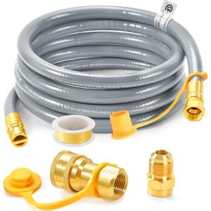 GasSaf 10 FT 1/2" ID Natural Gas Grill Hose with Quick Connect Fitting, Natural Gas Conversion Kit Suitable for Gas Grill, Generator, Patio Heater and More (with Sealing Tape)