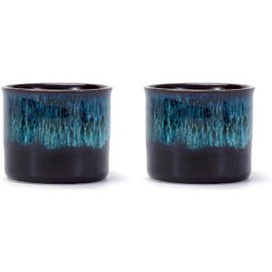 Espresso Cups Set of 2, Ceramic Espresso Cups, Expresso Shots Cups, 2.5oz Tea Cups, Demitasse Cups (2, Magic Blue Outside)