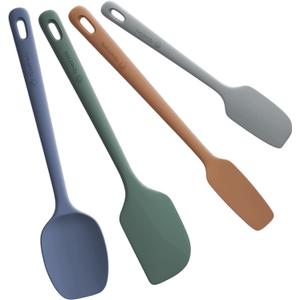 4 Pieces Silicone Spatula Set, Food Grade Rubber Spatula, Upgrade Strong Handle with Ergonomic Grip, Heat Resistant for Nonstick Cookware, Cooking