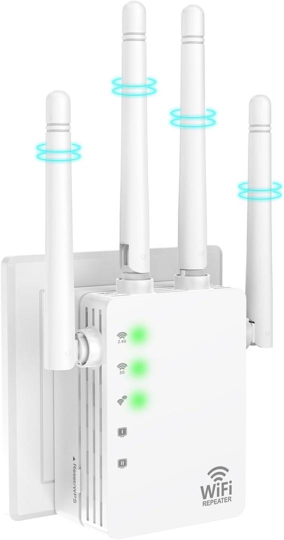 WiFi Extender, WiFi Extender Signal Booster Dual-Band(5.8G&2.4G) Wireless Repeater Coverage to 12880 sq. ft & 105 Devices, 1-Tap Setup, Supports Ethernet Port, Faster Speed