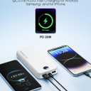 Portable Phone Charger, 10000mAh PD20W Fast Charging Power Bank with Built-in Cables & Wall Plug, External Battery Bank with LED Display, Travel Essential Battery Pack for iPhone, iPad, Samsung White