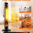 Uthfy 38 Space Heater for Indoor Use, Electric Room Heater with Flame Effect, 120 Oscillation, 24H Timer, Remote Control, Thermostat & ECO Mode, Tip-over & Overheat Protection for Large Rooms