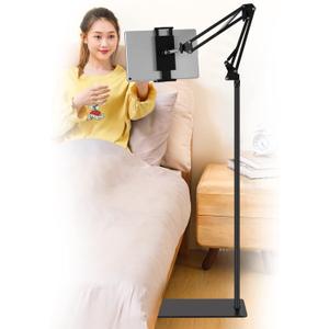 Tablet Floor Stand, Adjustable Universal 360-degree Rotatable Metal Tablet Holder, Phone Stand for iPad/iPhoneX/iPad Pro or Other 4.7~12.9 Inch-Screen Devices (Black)