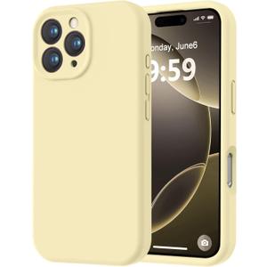 LOVE 3000 Designed for iPhone 16 Pro Case, Premium Silicone with [Soft AntiScratch Microfiber Lining] Shockproof Protective Phone Case for Men Women Girls 6.3", Creamy Yellow