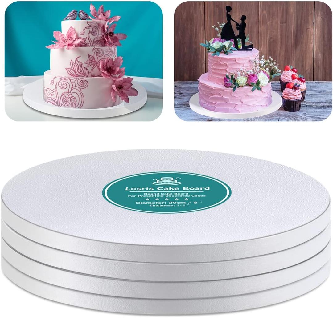 White Cake Drums Round 16 Inch Cake Boards with 1/2-Inch Thick Smooth Edges for Multi Tiered Birthday Wedding Party Cakes Drum Board