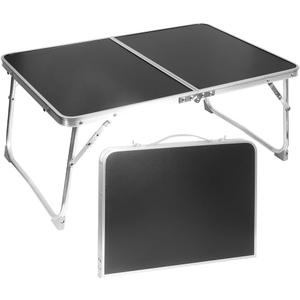 KISKIS 2 Fold Ultra Lightweight Folding Camping Tables 2Ft Portable Small Aluminum Outdoor Desk with Carry Handle, 62X42cm(24X17inch) for Picnic Travel,Black