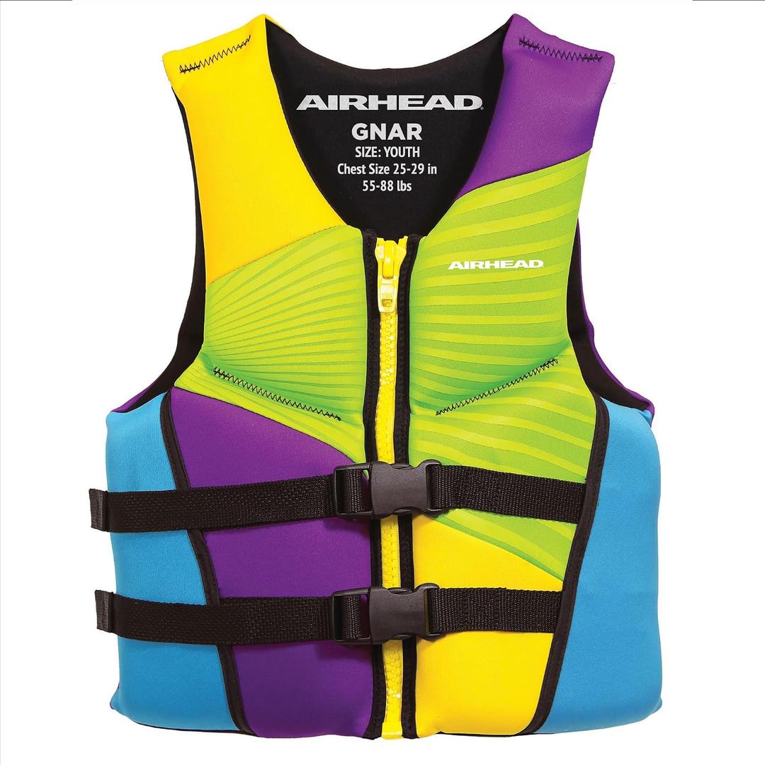 Airhead Gnar Kwick-Dry Neolite Flex Type III Life Jacket, US Coast Guard Approved, Secure Fit, Youth (50 - 90 Lbs)