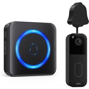 Wireless Doorbell Chime Compatible with Blink Video Doorbell (1st & 2nd Gen), Indoor Plug-in Receiver & Wired Transmitter Kit, 58 Melodies, 5 Volume Levels (1Video Doorbell Extender 1 Chime) (Black)