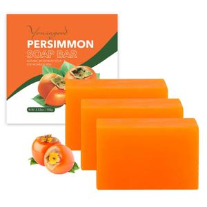 3 PCS Persimmon Soap Bar for Body Odor Control, Natural Deodorant Body Bar Soap for Old People Smell, Remove Strong Smell, Organic Eliminating Odor Wash Soap for Women & Men