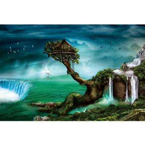 Ingooood- Jigsaw Puzzle 1000 Pieces- Fantasy Series- Home on The Waterfall Tree_IG-0649 Entertainment Toys for Adult Special Graduation or Birthday Gift Home Decor