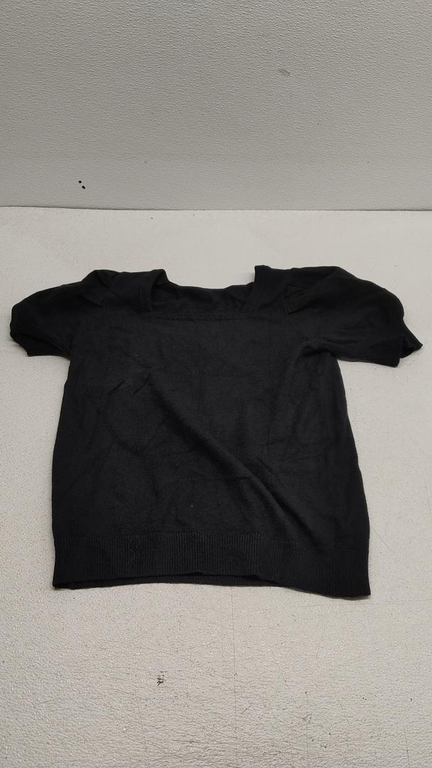 Womens Puff Short Sleeve Sweater Tops 2025 Spring Summer Trendy Casual T Shirts Blouse size Medium - Black