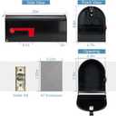 BlissBoard Black Metal Mailbox, Galvanized Steel Outside Mailboxes, Standard Medium Capacity, 20 x 8.7 x 6.7 Inches