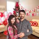 2pcs Valentines Day Decorations, 10ft Galentines Day Decoratins Red Pink White Pom Pom Garland Felt Red Heart Hangings Engagement Party Decorations for Mantle Fireplace Room Valentine Hanging Decor