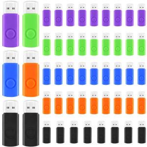 Kanayu 50 Pcs Flash Drive Bulk 2GB USB 2.0 Thumb Drives Small Jump Zip Drive Portable Fast Memory USB Stick for Laptop Tablet PC TV Car Audio for External Data Storage and Backup, 5 Colors