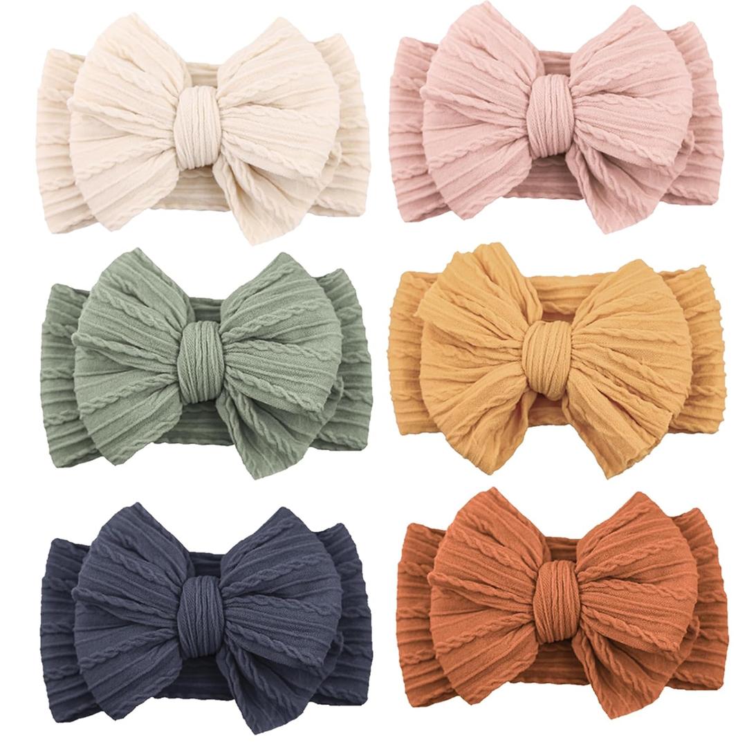 Niceye Handmade Baby Headbands Soft Stretchy Nylon Hair Bands with Bows for Newborn Infant Baby Toddler Girls (Blue)