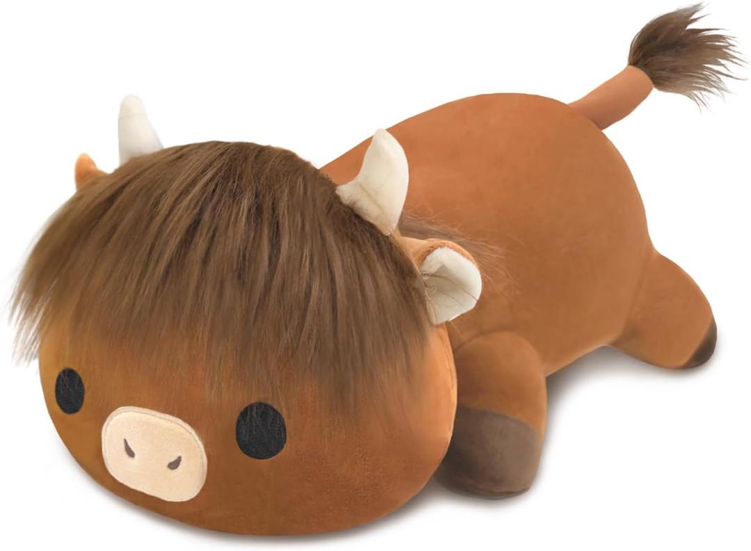 Weighted Stuffed Animals, 3.74 lbs Highland Cow Stuffed Animal with Weighted Beads, Cute Plush Toy Pillow Gifts for Adults Kids Boys Girls (Large)