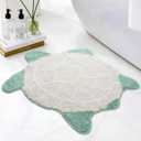 Cute Sea Turtle Bathroom Rugs Tropical Turtle Soft Microfiber Bathmat 29.6"x28" for Shower Floor Non Slip Washable Plush Absorbent Bath Animal Mats for Shower Sink Bathtub Room Decor(Novel Style)
