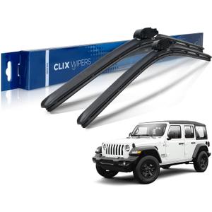 Clix Wipers Jeep Wrangler & Gladiator (16"/16") Original Black Windshield Wiper Blades, All-Weather Wipers, Premium Automotive Wipers, Essential Jeep Accessories (1997-2025) Set of 2 with Quick Clips