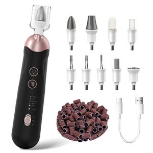 Professional Manicure Pedicure Kit, Cordless Electric Nail File Set, Rechargeable Pedicure Tools for feet, 5 Speeds Hand Foot Care Nail Drill for Thick Nail Toenail Cuticle Women Men Baby Pets (Black)