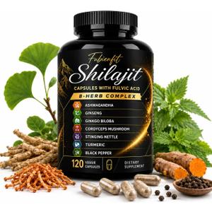 Shilajit Supplement Capsules, 8-Herb Complex, 120 Count | 300 mg Shilajit per Serving with Botanical Extracts; Vegan Friendly, Gluten Free Capsules for Simple Daily Use