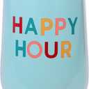kate spade new york Insulated Stainless Steel Wine Tumbler, 16 Ounce Double Wall Tumbler, Stemless Travel Cup with Lid (Happy Hour)