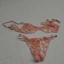 Lilosy Sexy Underwire Cute Push Up Strappy Embroidered Mesh Sheer Lingerie Set See Through Panty Bra (XX-Small, Pink)