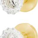 Glass Crystal Door Knobs, Dummy Door Lever, Interior Door Handle Single Sided Decorative for Hall Closet, Gold Round Zinc Alloy Base Doorknobs, 2 Pack (Stain Brass, Dummy)
