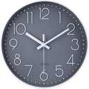 jomparis Wall Clock 12 Inch Non-Ticking Silent Battery Operated Round Wall Clock Modern Elegant Simple Style Clock for Home Office Kitchen Bedroom Living Room (Gray)