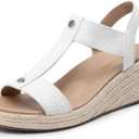 DREAM PAIRS Women's Wedge Sandals Open Toe Espadrilles Sandals Comfortable Dress Casual T-strap Platform Wedges with Arch Support for Walking Beach Summer Shoes, Size 7.5,White